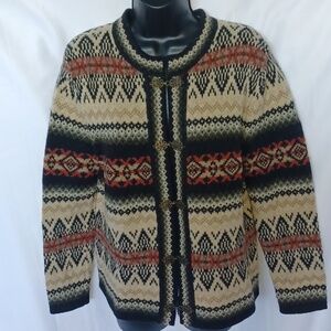 Telluride Clothing Co Vintage Wool Cardigan Sweater Metal Clasps size small